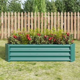 Galvanized Metal Coated Raised Bed Planter 4x2x1 Ft in 2 Colors (Color: Green)