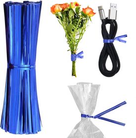 1000 Pack of Glossy Twist Ties. 4" Bag Ties by Amiff. Foil Twist Ties for Cellophane Bags and Party Bags. Foil Coated Ties. Bendable Multi-Func (Color: Blue)