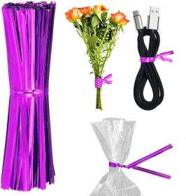 1000 Pack of Glossy Twist Ties. 4" Bag Ties by Amiff. Foil Twist Ties for Cellophane Bags and Party Bags. Foil Coated Ties. Bendable Multi-Func (Color: Purple)