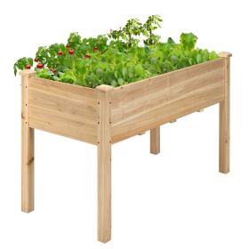 Solid Fir Wood Garden Elevated Planter Box 49.5” x 23.5” x 30” (Color: natural)