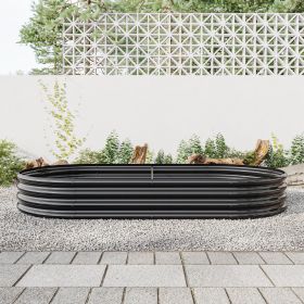 Large Oval Galvanized Steel Raised Garden Bed 89x45x11” 2 Colors (Color: Black)
