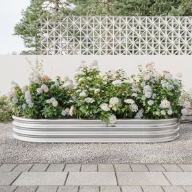 Large Oval Galvanized Steel Raised Garden Bed 89x45x11” 2 Colors (Color: Silver)