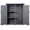 Outdoor 5.3ft Hx4.6ft L Wood Storage Shed Tool Organizer; Garden Shed; Storage Cabinet with Waterproof Asphalt Roof; Double Lockable Doors; 3-tier She